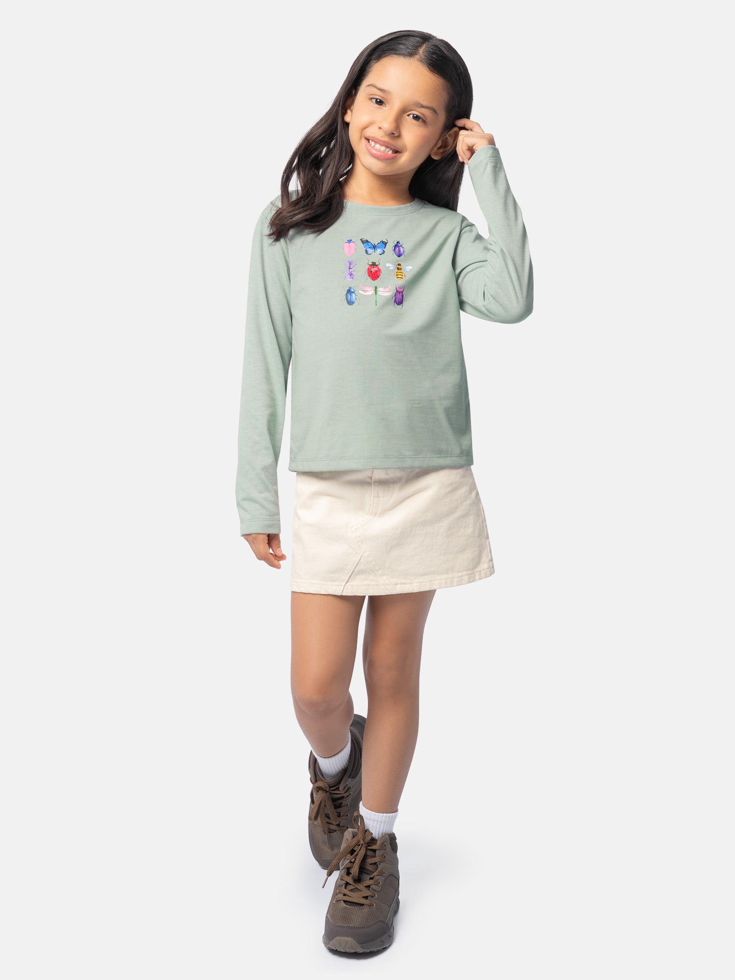 Ozark Trail Girl's Graphic Long Sleeve Tee, Sizes 4-18 & Plus