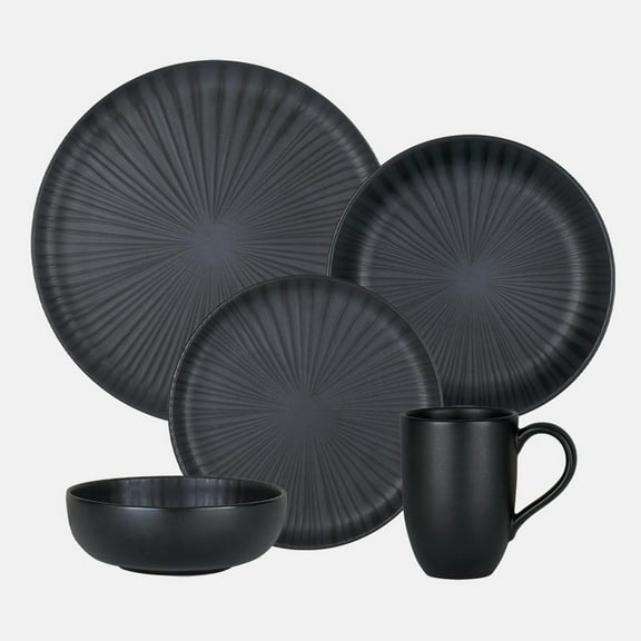 Oxford Contempo, Onyx Stoneware 20 Piece Dinnerware Set, Service for 4
