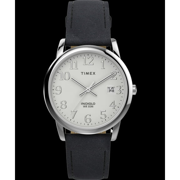 Timex Men's Easy Reader 35mm Watch - Black Strap White Dial Silver-Tone Case