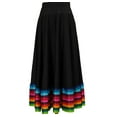 thumbnail image 2 of YONGHS Womens Long Full Circle Folklorico Dance Skirts Spanish Bull Mexican Flamenco Performance Costume Black 75cm XL, 2 of 4