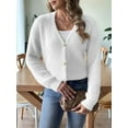 thumbnail image 5 of Womens Cardigan Sweater Fall Winter Fuzzy Button Up Long Sleeve V Neck Soft Chunky Knit Cardigan White XL, 5 of 6