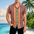 thumbnail image 2 of RUTAYY Men's Shirts Knitted Short Sleeve Turndown Collar Button Down Colorful Breathable Casual Summer Resort Comfortable Loose Fit Tops Classic Beach Blouse, 2 of 4