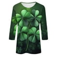 thumbnail image 5 of Xuyuer St. Patrick's Day Graphic Tee - Ladies' Relaxed Fit Crew Neck 3/4 Sleeve Top for Irish Festival Outings, Pub Crawl Events, Luck-Themed Casual Wear & Shamrock Print Street Style, 5 of 5