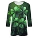thumbnail image 5 of Xuyuer St. Patrick's Day Graphic Tee - Ladies' Relaxed Fit Crew Neck 3/4 Sleeve Top for Irish Festival Outings, Pub Crawl Events, Luck-Themed Casual Wear & Shamrock Print Street Style, 5 of 5