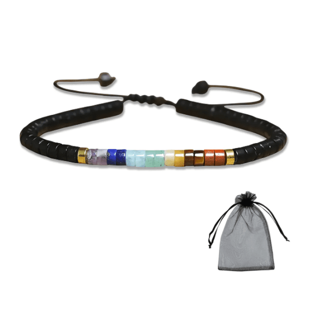 Xtellar Pulsera Cuarzo 7 Chacra Obsidiana 4 Mm Protección Energética 7 Chacras 18 Cm