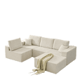 thumbnail image 4 of Spaco 139.3" Modular Sectional Sofa, Boneless Couch, Cloud Couch with Ottoman & 2 Pillows, Perfect for Living Room and Bedroom, Beige, 4 of 12
