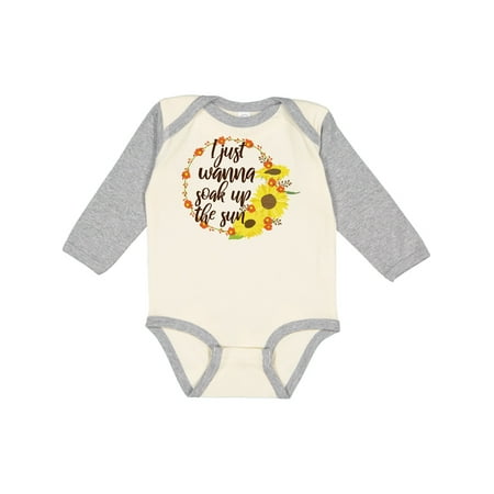 

Inktastic Sunflower I Just Wanna Soak up the Sun Gift Baby Boy or Baby Girl Long Sleeve Bodysuit