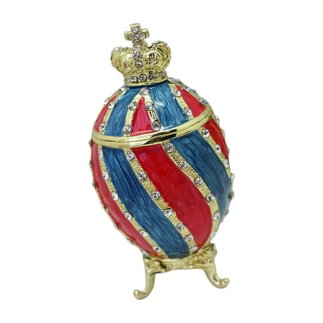 BELOVING Easter Egg Trinket Box s Holder Container Case Enamel Hinged Jewelry Box Red Blue