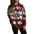 thumbnail image 2 of Biekopu Women's Christmas Sweaters, Long Sleeve Snowflake Reindeer Embroidery Loose Knit Pullovers, 2 of 9