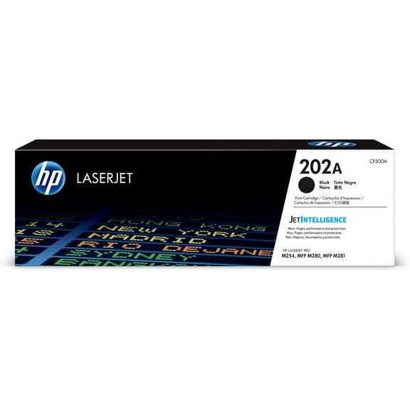 HP 202A Black Original LaserJet Toner Cartridge, ~1,400 pages, CF500A