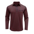thumbnail image 4 of Mens Long Sleeve,Men's Lapel Button Athletic Fallow Strip Slim Long Sleeve Lapel Top/Shirt, 4 of 6