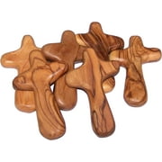 Holy Land Market 6 Large Handheld Olive Wood Holding Comfort Crosses with Bags and certificates - Used