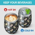thumbnail image 4 of 12oz Stemless Wine Tumblers Black Cartoon Colorful Unicorn Pattern Vacuum Insulated Stainless Steel Travel Tumbler Cups Mug with Lid and Straw for Champaign,Cocktail,Beer with Cleaning Brush, 4 of 5