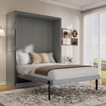 thumbnail image 3 of Mintazer Queen Size Murphy Bed with Rotating Door Shelves, Convertible Wall Platform Bed with Bookcase for Home Bedroom Living Room, Gray, 3 of 21