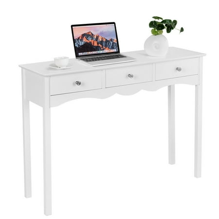 Costway Console Table Hall Side Desk Accent 3 Drawers Entryway White Costway Console Table Hall Side Desk Accent 3 Drawers Entryway White