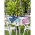 thumbnail image 4 of Round Outdoor Tablecloth With Umbrella Hole And Zipper– Happy Easter Waterproof Patio Table Cover for Party, Picnic, Backyard, 50" Dia. , Watercolor Spring Bow Bunny Tails, 4 of 8