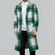 thumbnail image 4 of Kalauyu Men's Casual Notched Collar Plaid Single Breasted Wool Blend Formal Trench Top Coat, 4 of 7