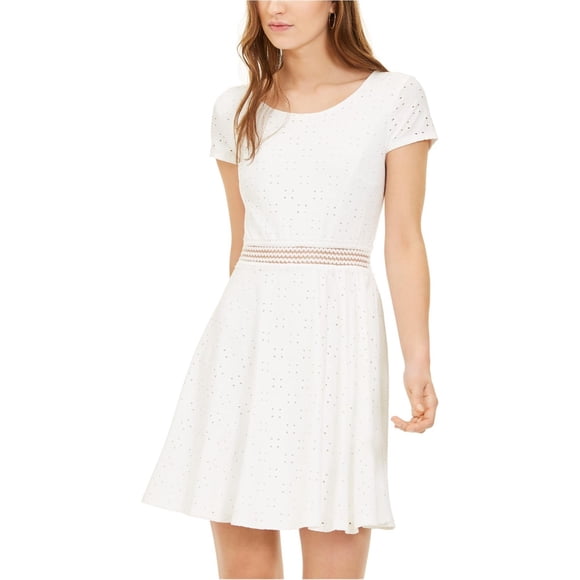 Vestido A-Line Mujer Sequin Hearts con Volantes en la Cintura Corazones Lentejuelas Blanco 15