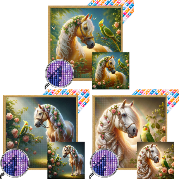 Kit 5D DIY Con Cuentas Cuadradas Completas Taladro AB Parcial Caballo 45x45cm