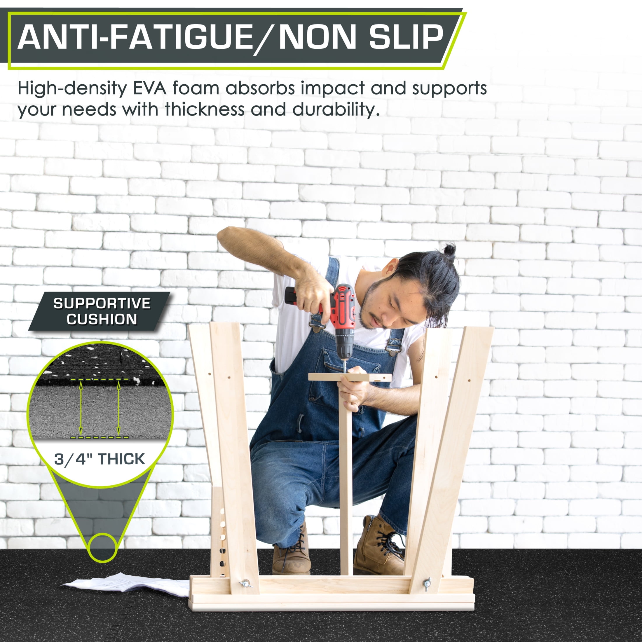 ProsourceFit Rubber Top Exercise Puzzle Mat 3/4-in, EVA Foam & Rubber Tiles