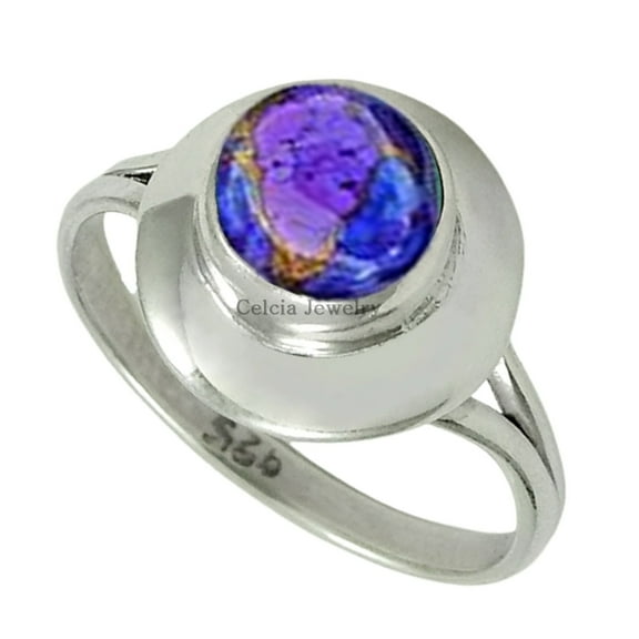 Blue Copper Turquoise Women Ring, Real 925k Sterling Silver Ring, Natural Healing Gemstone Ring, Statement Ring, Signet Ring, Dainty Ring, Beautiful Gift For Women (Blue Copper Turquoise)