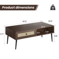 thumbnail image 5 of Dtwnek 47 Inch Woo Center Table Coffee Table with Drawer and Shelf, Rectangle End Table for Living Room, Office, Brown, 5 of 8