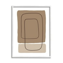 Stupell Industries Contemporary Geometric Square Shapes Simple Squiggle Line Graphic Art White Framed Art Print Wall Art, Design by Alpenglow Workshop