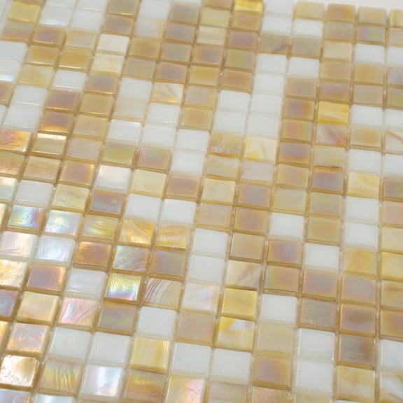 Apollo Tile Mingles 11.6 in. x 11.6 in. Glossy Yellow Gold and White Glass Mosaic Wall and Floor Tile (18.69 sq. ft./case) (20-pack)