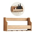 thumbnail image 2 of Botellero de pared de madera con soporte para copas, estante colgante para almacenamiento y exhibición., 2 of 9