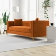 thumbnail image 4 of Kali Mid Century Modern Style Velvet Square Arm Living Room Couch in Orange, 4 of 6