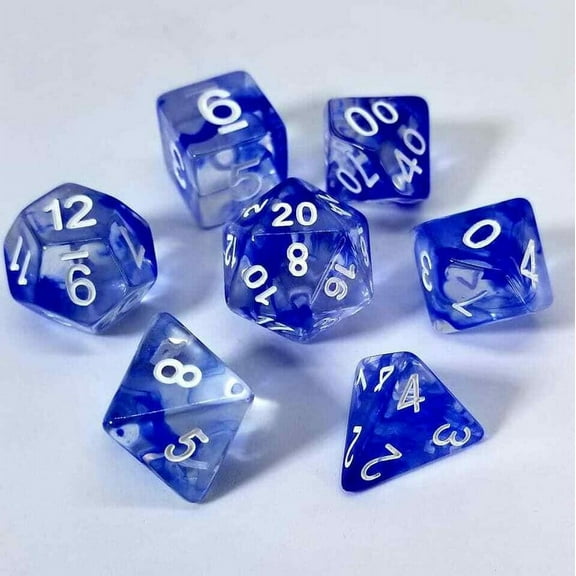 Nebulous Blue DnD Dice Set | Dungeons and Dragons | 7 Dice RPG Polyhedral Set d20