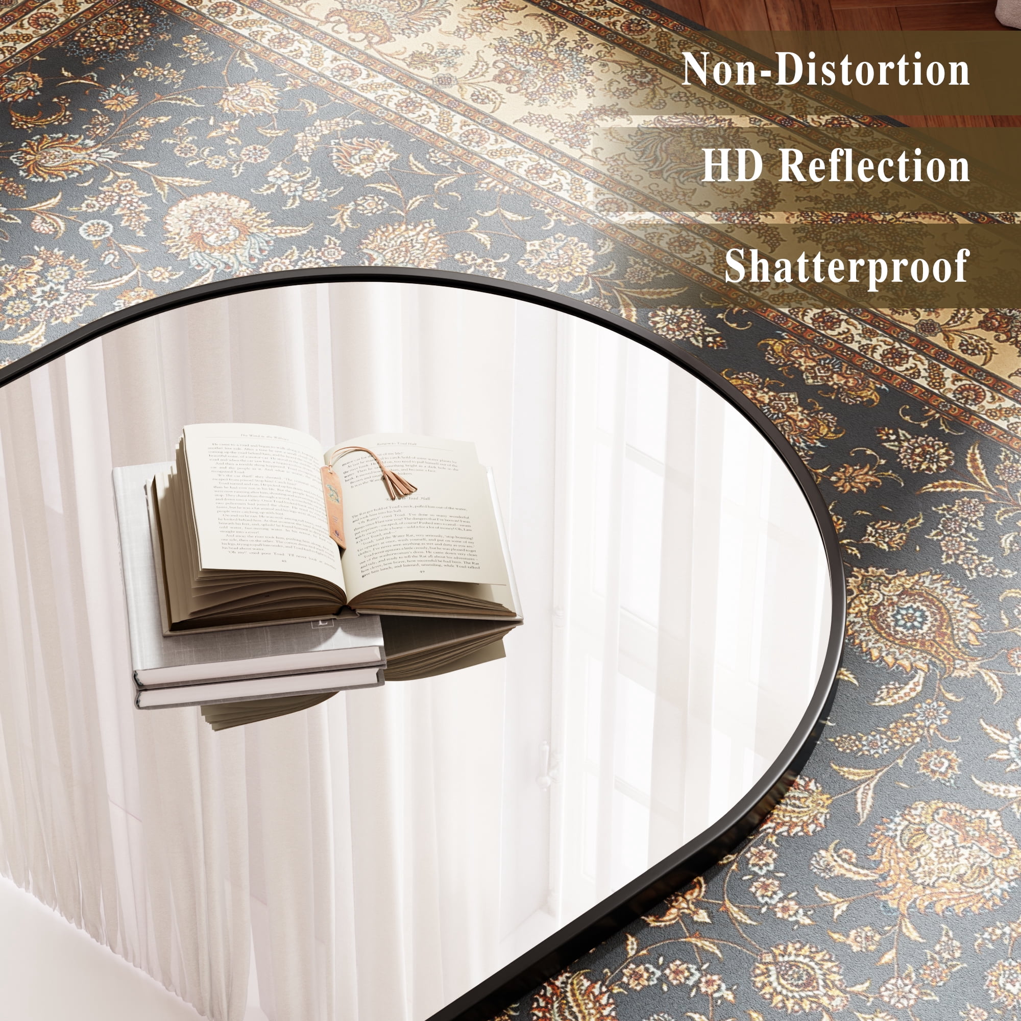 SHATTERVUE 78"x35" Arched Large Full Length Mirror Floor Mirrors Wall Mounted,Black