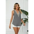 thumbnail image 2 of Anbech V Neck Women Tank Tops Lace Stitching Sleeveless Shirt Chiffon Tanktops, 2 of 8