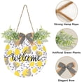 thumbnail image 2 of Coolnut Welcome Sign with Wreath for Front Door, Rustic Round Hanging Welcome Sign, Wall Housewarming Gift for Home 11.8in, Sloths on The Yellow Lemons Home Decor, 2 of 7