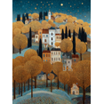 thumbnail image 1 of Autumn Village Abstract Canvas Wall Art 15.75x11.81 Inches, 1 of 8