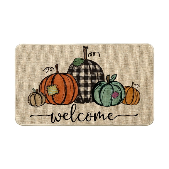 Sm:)e Pumpkins Fall Thanksgiving Doormat 17 x 29 Inch Low-Profile Switch Welcome Floor Mat for Indoor Outdoor