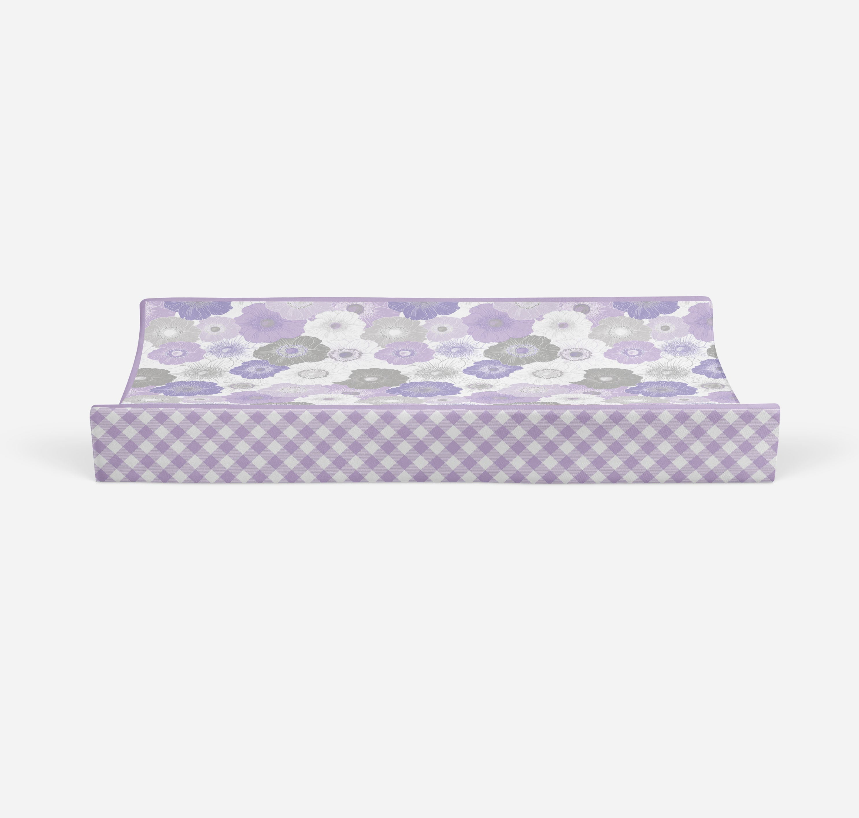 Bacati - Watercolor Floral Purple Gray Girls Quilted Changing Pad Cover