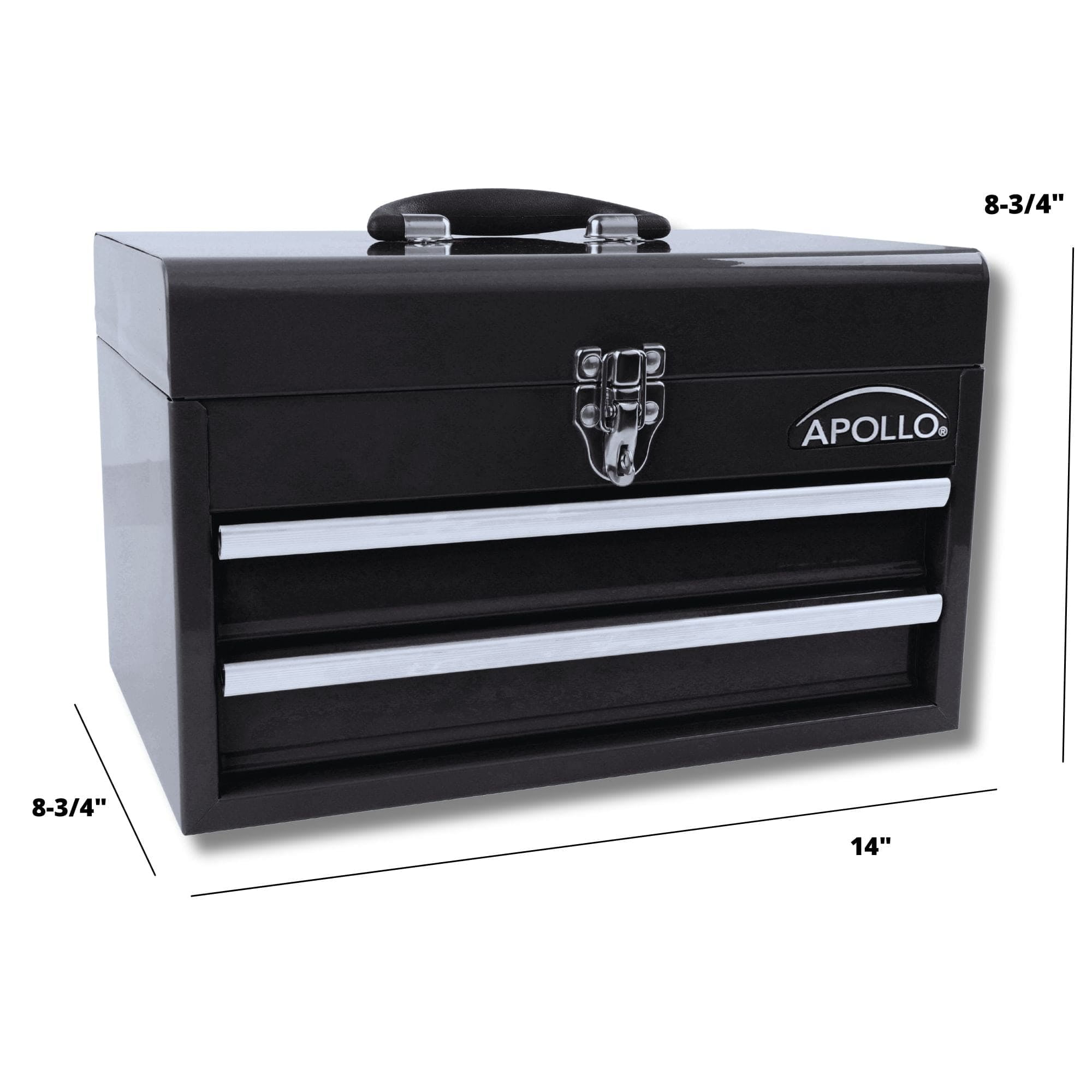Apollo Tools Black Steel Tool Chest with 2 Drawers and Ample Top Compartment -- DT5010