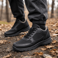thumbnail image 2 of Men's Winter Fleece-Lined Work Shoes, Black Lace Up Low Top Walking Shoes for Fall and Winter, 2 of 6