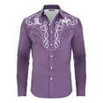 thumbnail image 4 of Western Cowboy Dress Shirts for Men Carnival Long Sleeve Button Down Lapel Top Casual Stylish Comfortable Mens Shirt Purple XL, 4 of 4