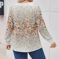 thumbnail image 4 of Xyxonk Oversized Tshirts for Women Long Sleeve Loose Fit T Shirts Round Neck Pleated Vintage Floral Print Blouse Dressy Casual Fall Outfits L-5X, 4 of 5