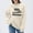 Beige, variant on Women's Funny Graphic Print Oversized Pullover - Knit Long Sleeve Shirt, Casual Comfy Loose Fit Sweater