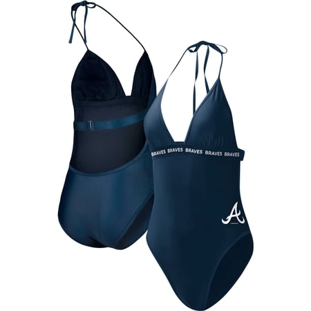 Women s G-III 4Her by Carl Banks Navy Atlanta Braves Full Count One-Piece Swimsuit