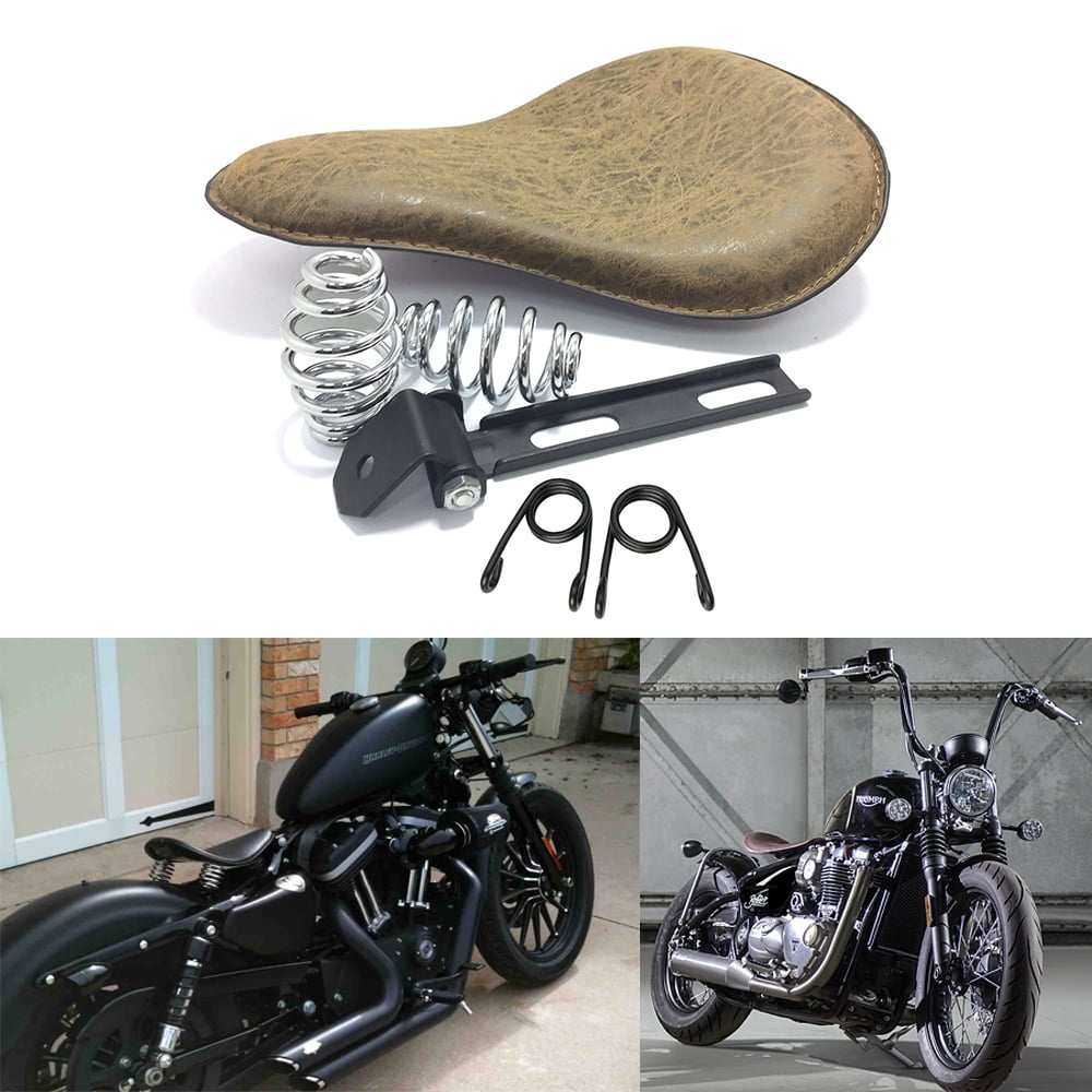 MISS MOLY Brown Motorcycle Leather Driver Seat Cushion for Harley