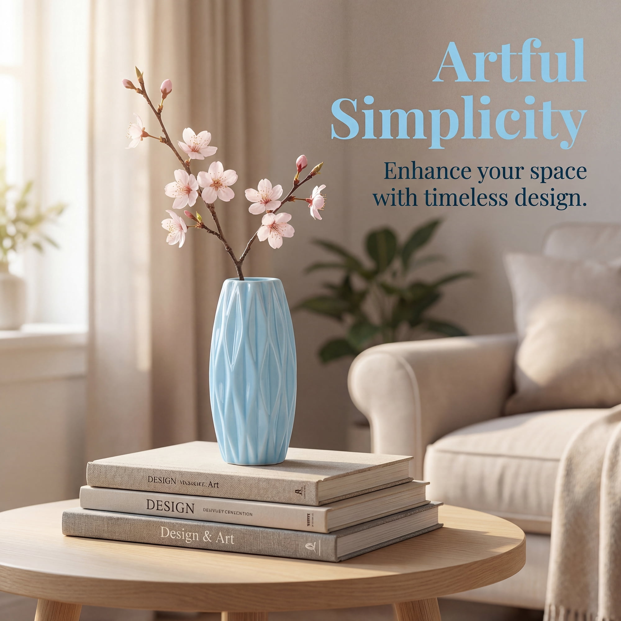 Unique Bargains Small Ceramic Modern Vase Matte Decorative Flower Vase for Desktop Blue