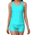thumbnail image 4 of Ropa Interior Y Sujetadores Conservadores de Dos Piezas Conjunto de Traje de Baño con Sujetador Acolchado sin Mangas Cuello Redondo Color Sólido, 4 of 9