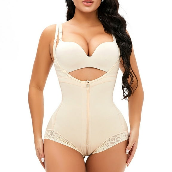 Honeeladyy Women's Shapewear, Lace Tight Halter One-Piece Shapewear #R-Khaki-M