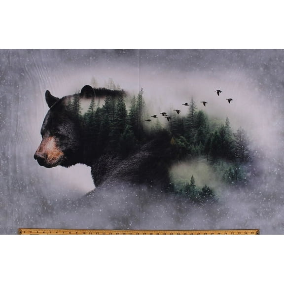 Field's Fabrics 27.5" x 44" Cotton Realistic Wildlife Nature Panel, Black