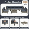 thumbnail image 3 of YODOLLA 7-Piece Patio Furniture Set with Tea Table, Rattan Wicker Outdoor Sectional Furniture Sofa Conversation Set, Dark Brown Rattan&Dark Grey Cushions, 3 of 10