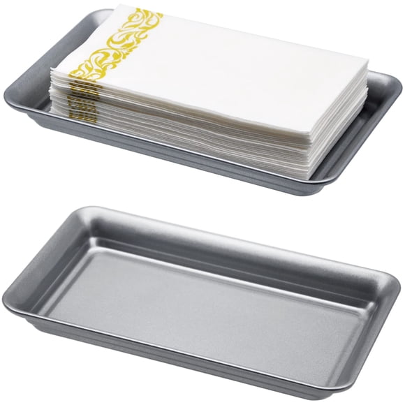 Bandeja de tocador SheeChung Vintage Farmhouse Decor plateada (paquete de 2)